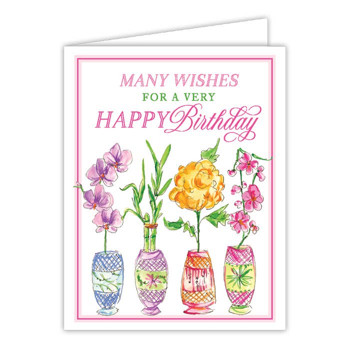 Many Wish For A Very Happy Birthday Orchids Greeting Card for wholesale by RosanneBeck Collections