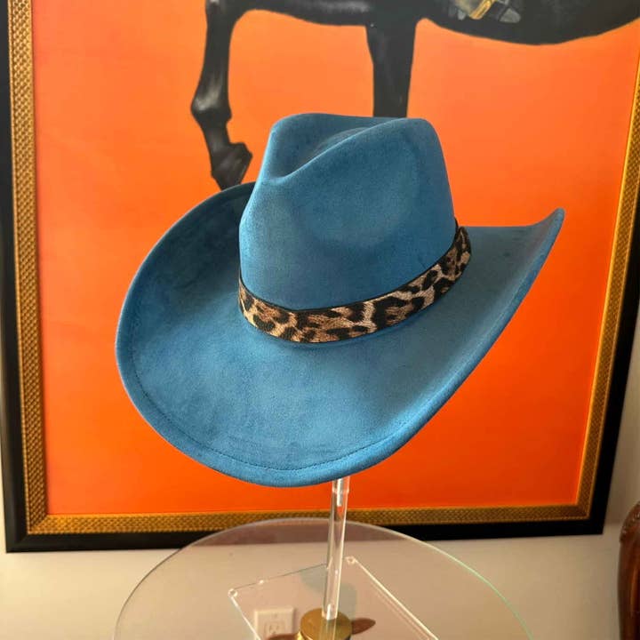 Bella Betty - Wholesale Cowboy Hat - Women's - Fashion Vegan Suede Cowboy hat W/ Leopard Belt 6