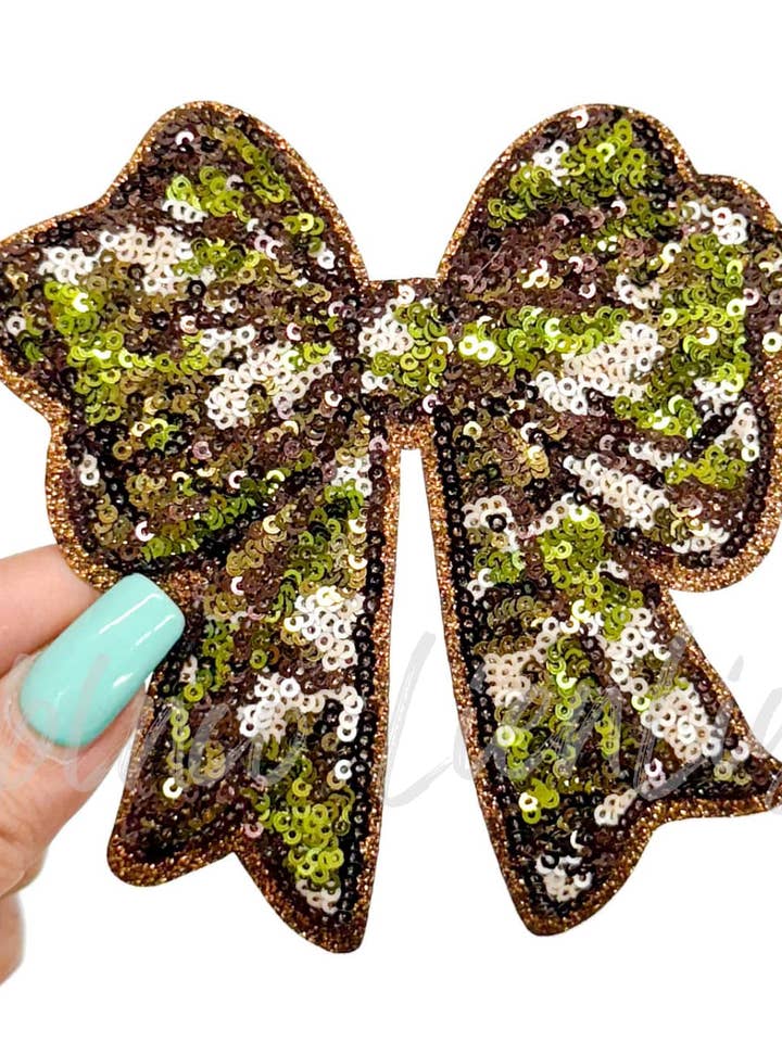 Camo Bow Hunting Sequins Patch - Small for wholesale by ABLNco