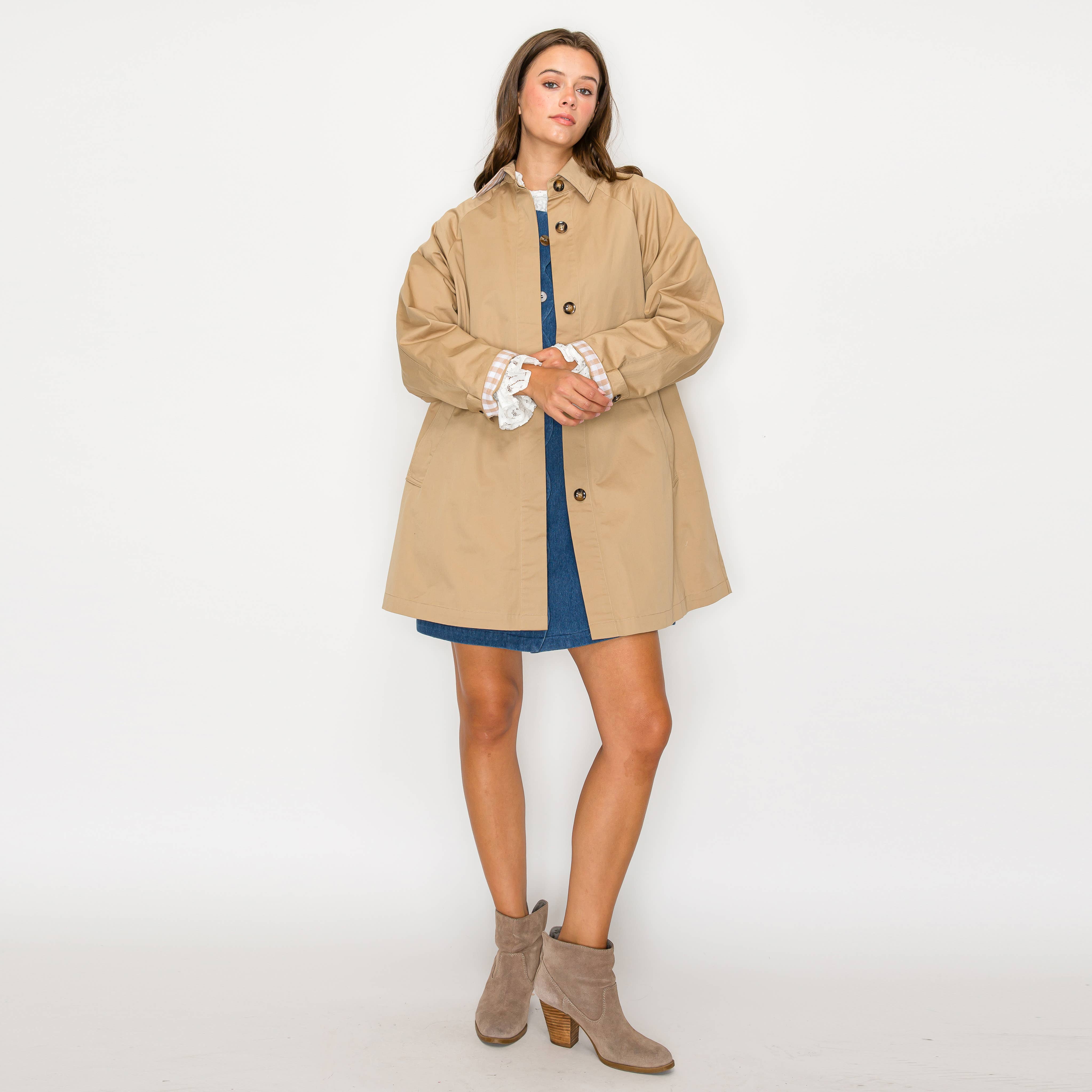 LoveWednesday – Blusão - Mulher por atacado – Trench coat francês oversized - LWJ111210