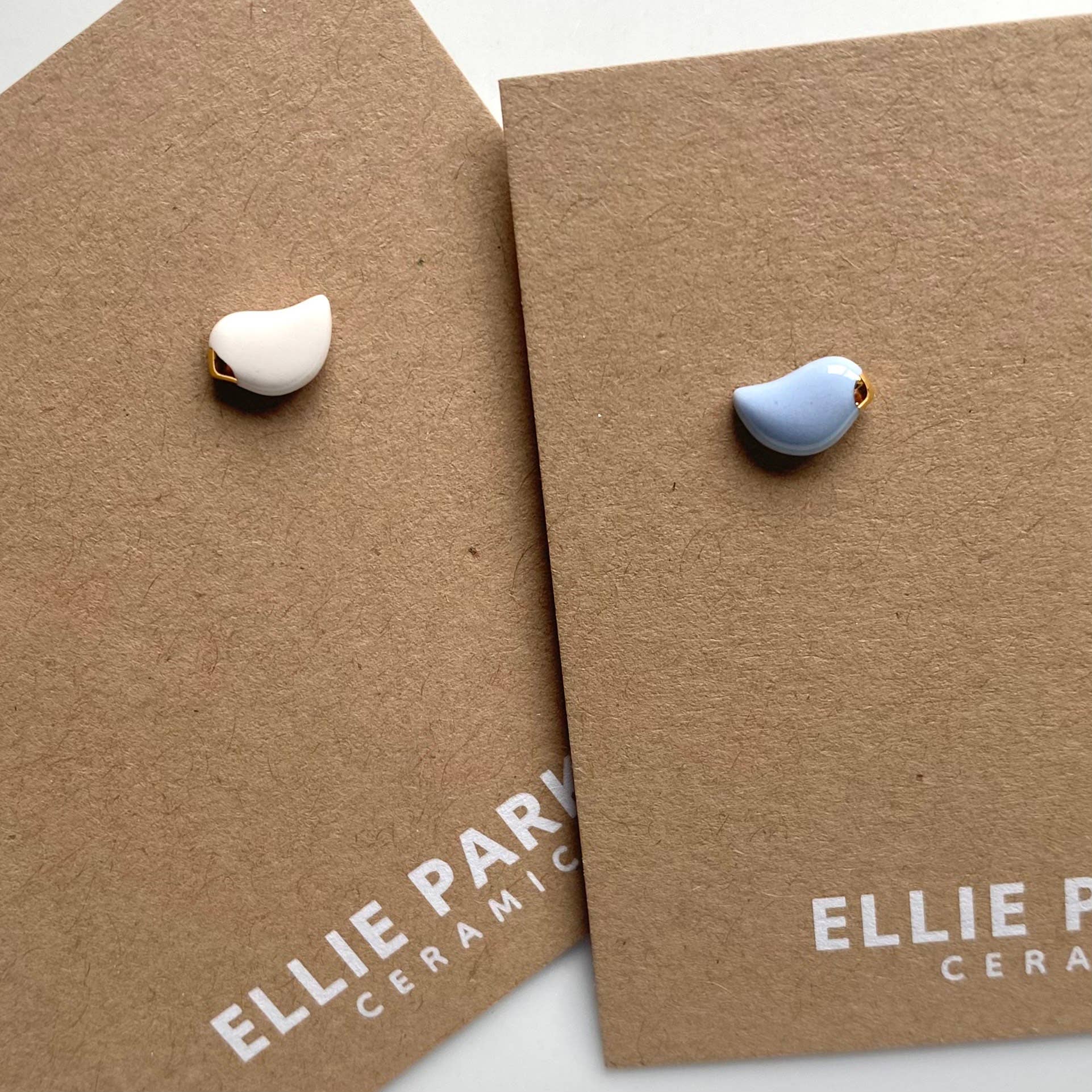 Ellie Parker Ceramics - Wholesale Stud/Post Earrings - Ceramic Clay Birdie Stud Earrings with Gold Accents1