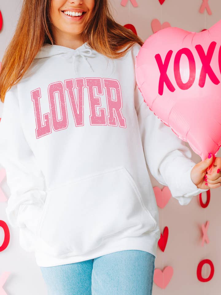 Felpa Grafica per Adulti "Lover Valentines" (ROSA) per la vendita all'ingrosso da parte di Uncommon Label