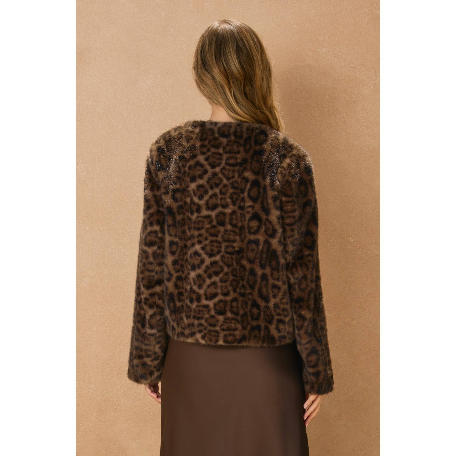 LEOPARD Chasing Horizons Faux Fur Jacket for wholesale on Faire2