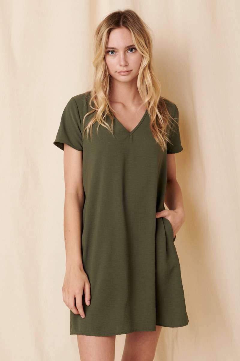 mittoshop - Wholesale Jurk - Dames - AIRFLOW SHIFTJURK MET V-HALS EN KORTE MOUWEN23