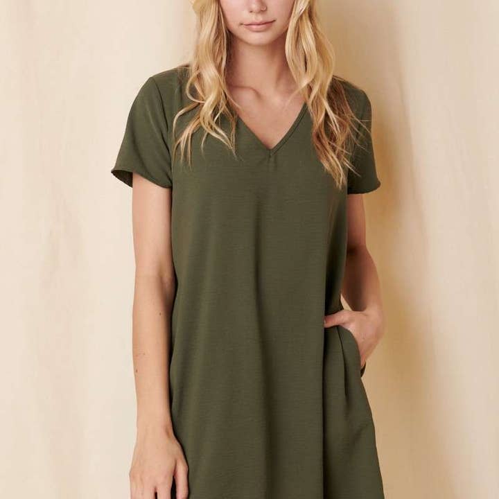 mittoshop - Wholesale Jurk - Dames - AIRFLOW SHIFTJURK MET V-HALS EN KORTE MOUWEN23