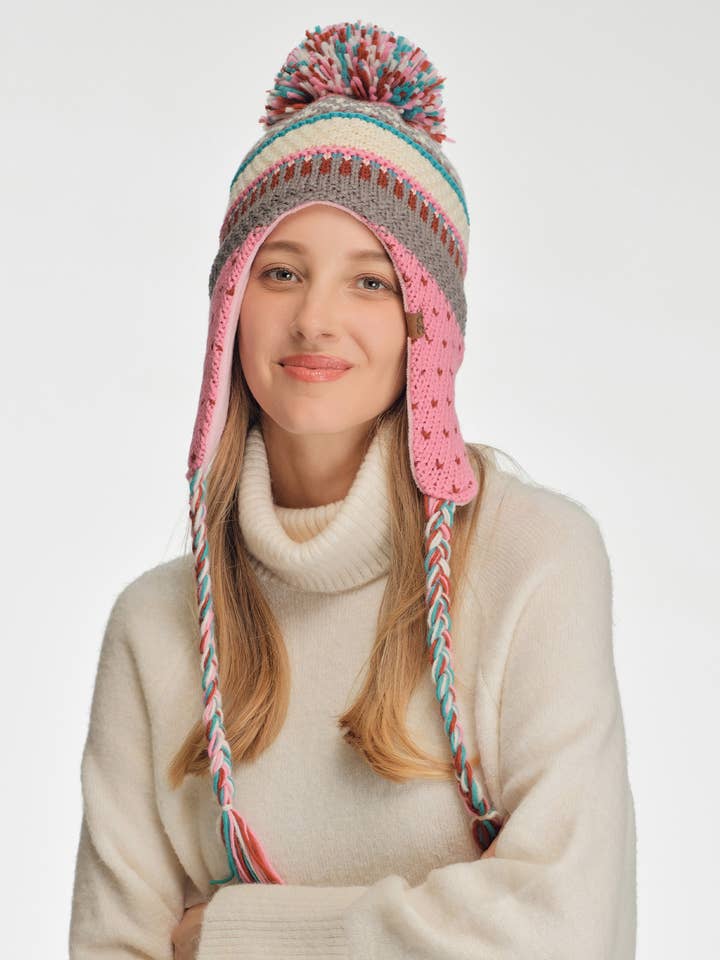 C.C Multi Pattern Braided Trapper Hat Winter Hat for wholesale by Hana