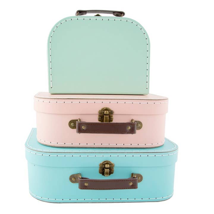 Pastel Retro Suitcases - Set Of 3 for wholesale by Sass and Belle