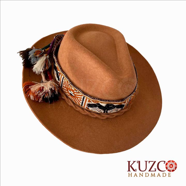 KuzcoHandmade - Wholesale Fedora – Women’s - Cream & White Women's Fedora Hat with Inka-Q'ero Band3