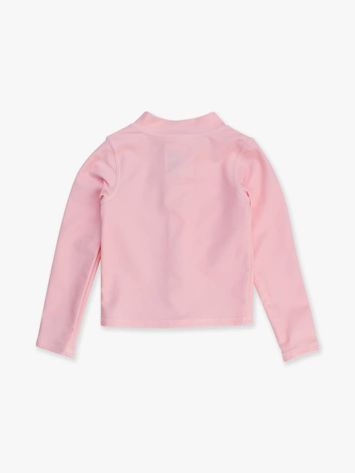Kids Pink Long Sleeve Full Zip Rash Guard for wholesale on Faire