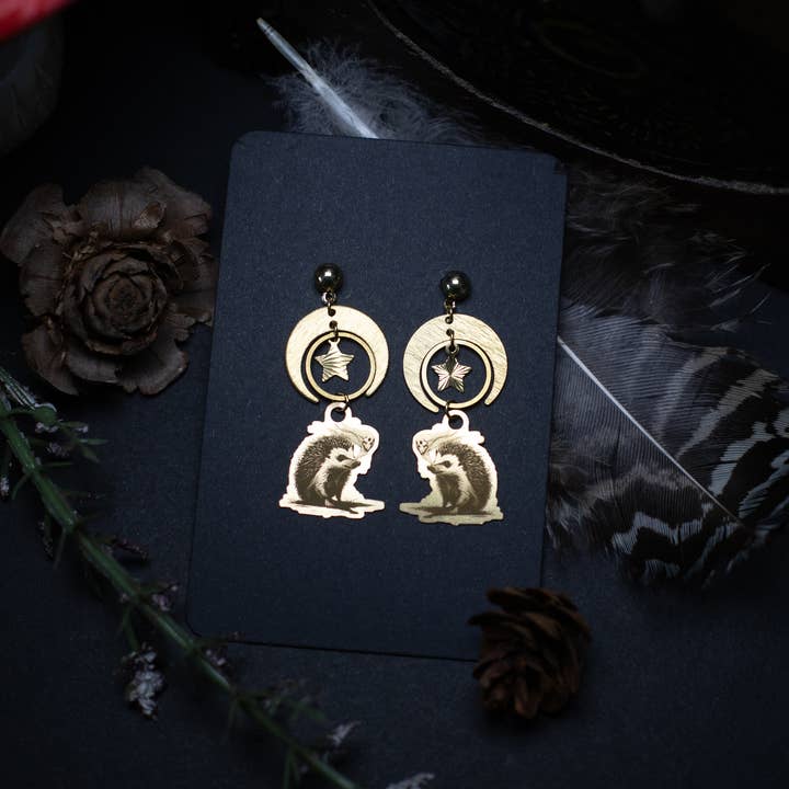 Hedgehog & Poetic Gothic Ghost Earrings for wholesale by noemie zomby