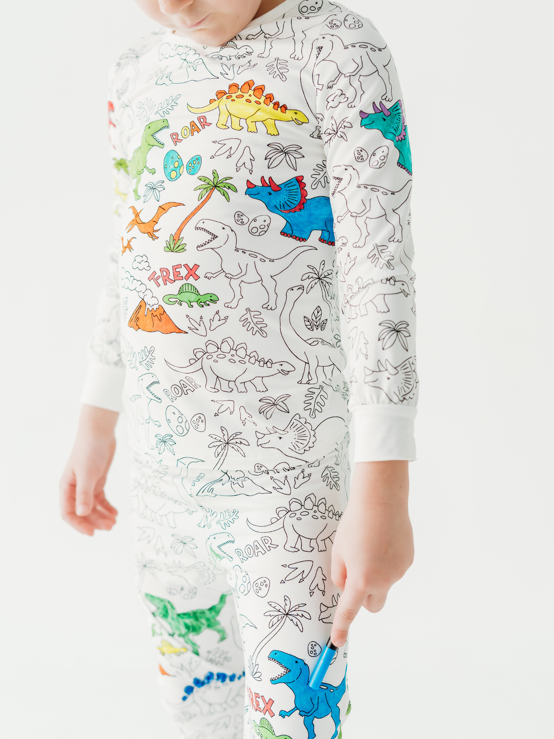 Bee Colorful Co. - Wholesale Sleepwear Set - Kids - Dinosaur Coloring Pajamas 2 piece set made from Bamboo5