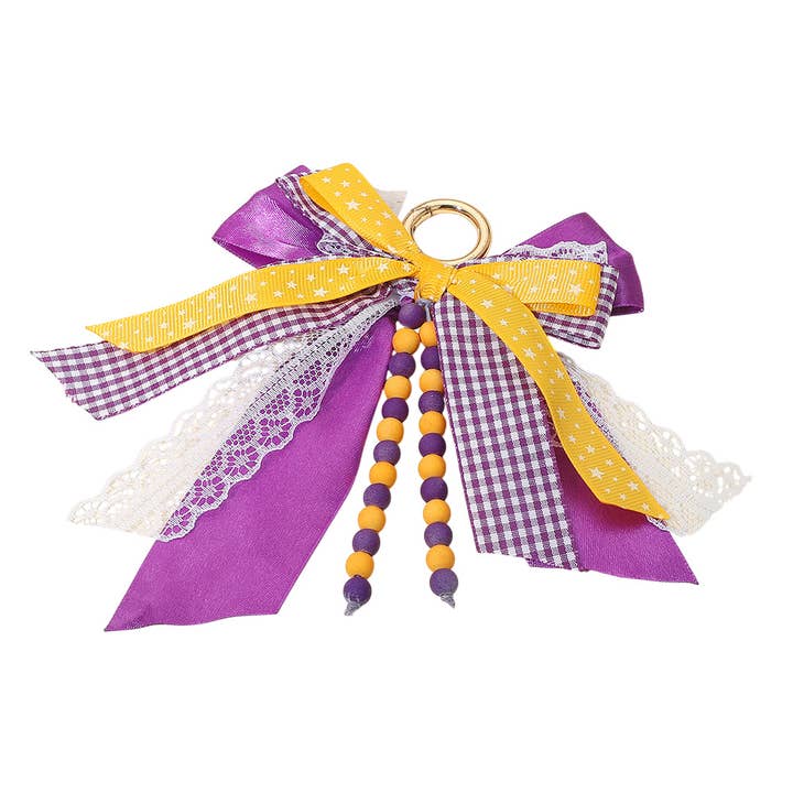 Sensibling Corp. - Wholesale Keychain - Women's - Game Day Theme Triple Layered Bow Bag Charm / Keychain7