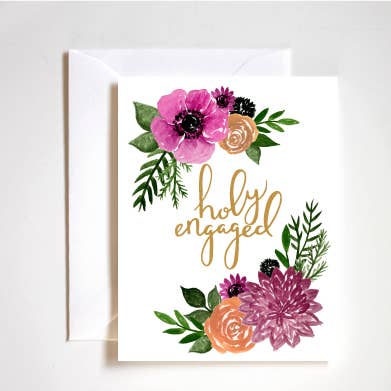 Holy Engaged Greeting Card for wholesale by Stephanie Tara Stationery