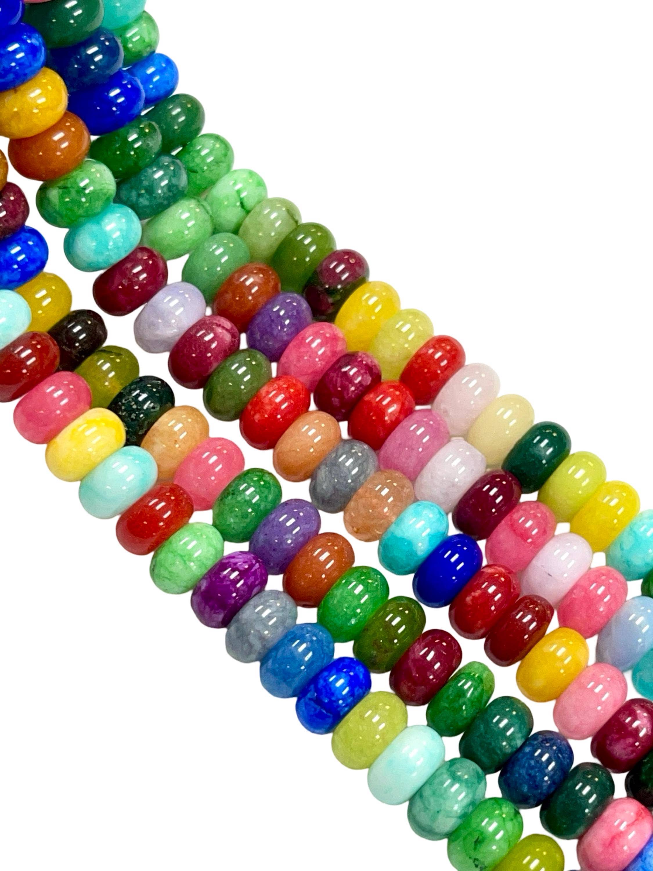 TRIVENI USA INC - Wholesale Beads - 10mm Multi Color Rainbow Quartz Gemstone Smooth Rondelle2