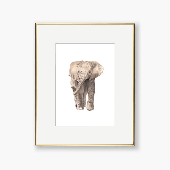 Stampa artistica con elefante, acquerello per la vendita all'ingrosso da parte di Paper Betty