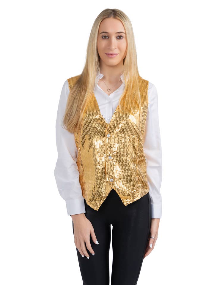 Dress Up America - Vendita all'ingrosso Costume di carnevale - Donna - Costume da gilet con paillettes dorate