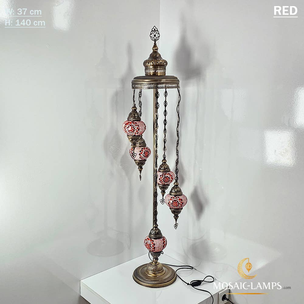 Mosaic Lamps - Wholesale Floor Lamp - 5 Globe Mosaic Floor Lamps, Medium Ball Turkish Mosaic Bedsi18