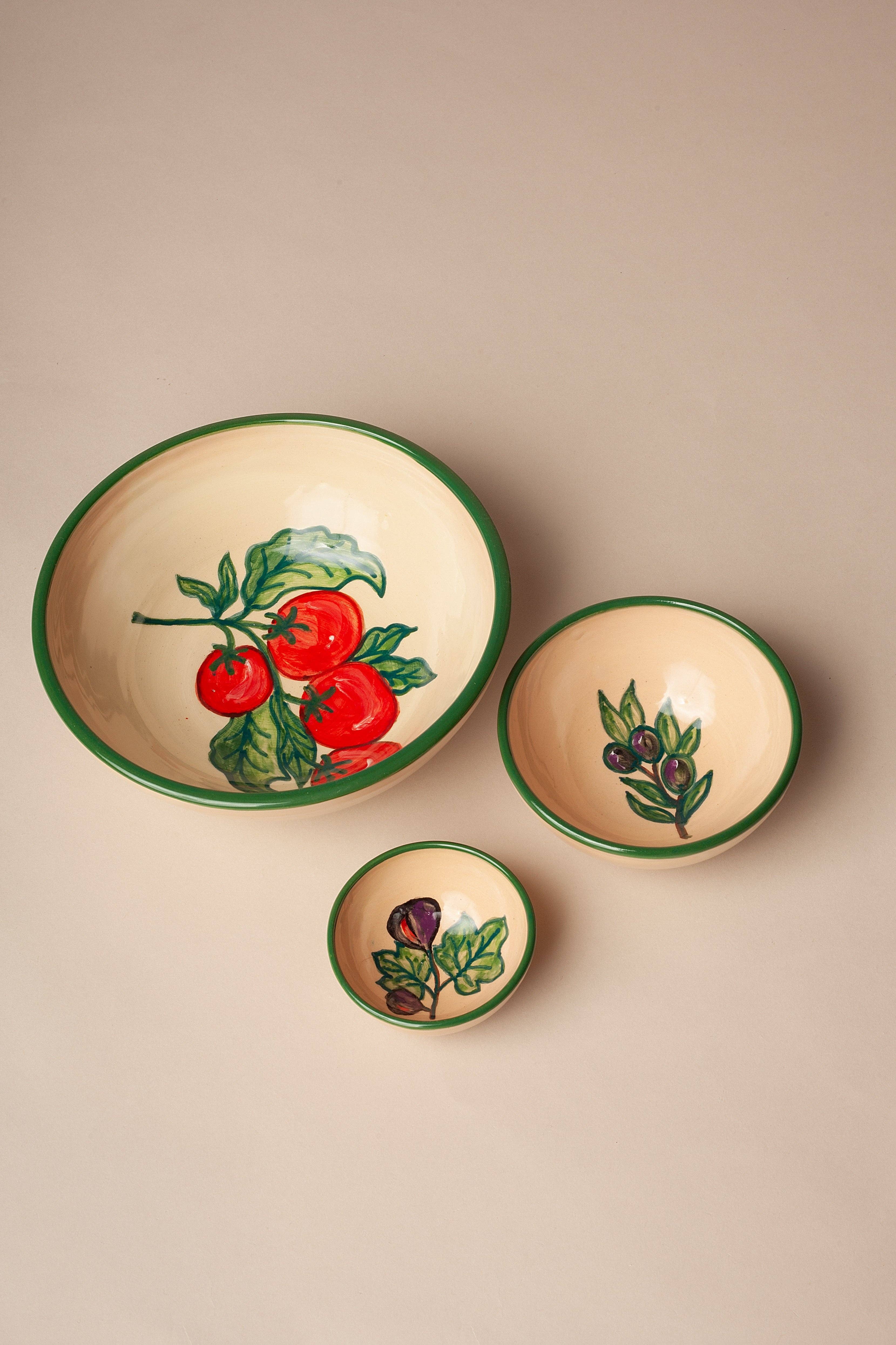 Eturel Madrid - Wholesale Serve Bowl - Huerta stamped ceramic bowl set2