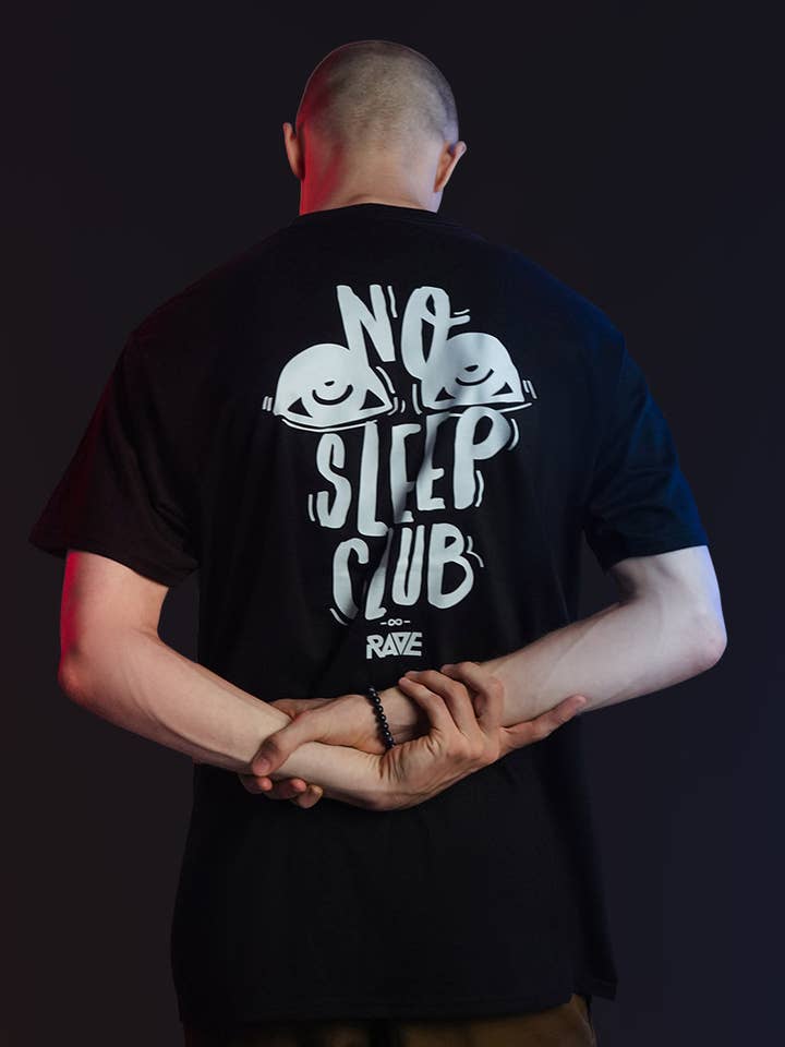 RAVE Clothing - Vente T-shirt sérigraphié – homme - T-shirt No Sleep Club en noir