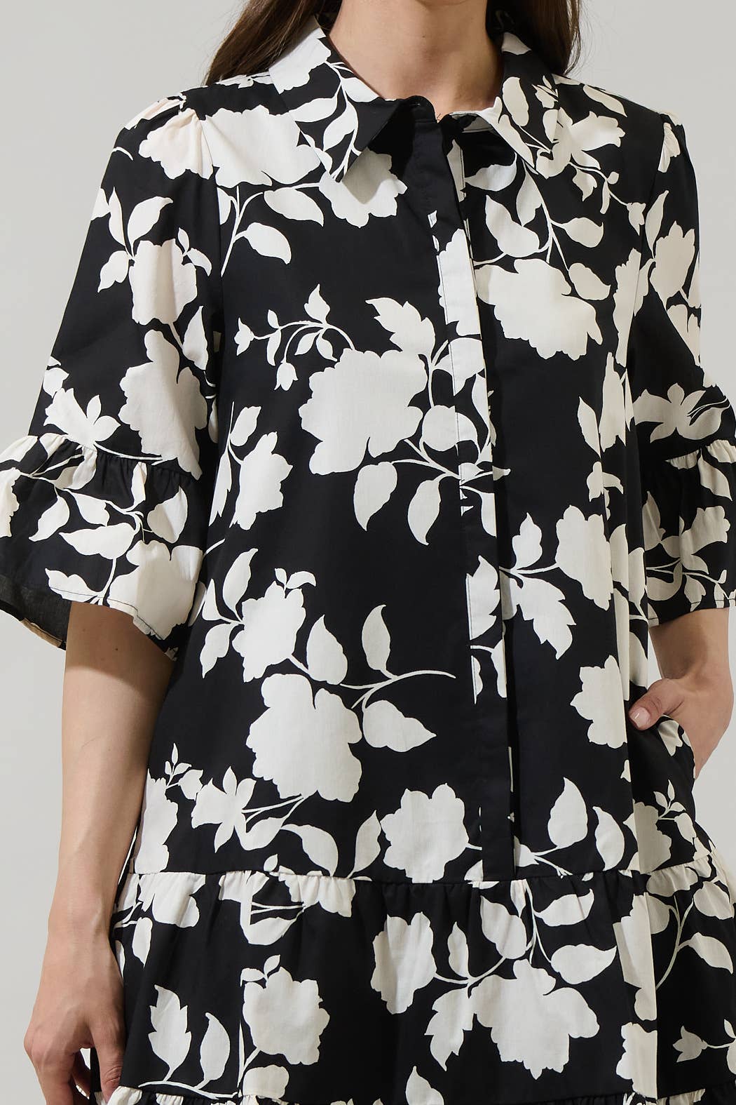 BlackCreme Mableton Floral Dine Poplin Miniklänning för wholesale på Faire4