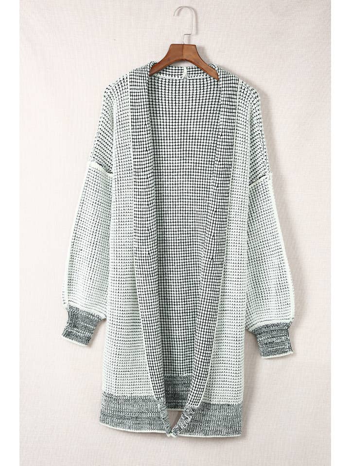 1 the Woman - Vente Cardigan – femme - Cardigan long en tricot à carreaux à devant ouvert - 8 couleurs5