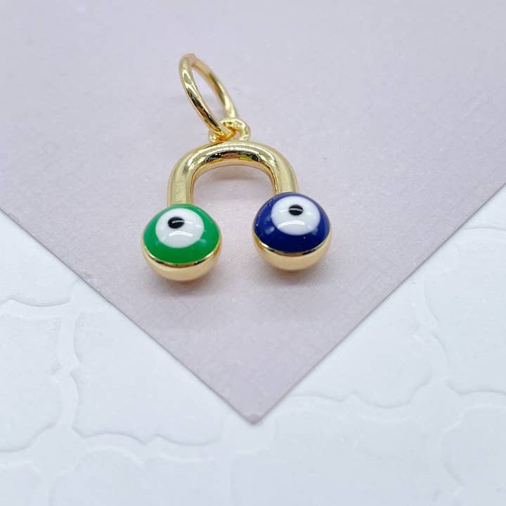 Milie - Wholesale Pendant/charm necklace - 18k GF Colorful Evil Eye Enamel Pendant9