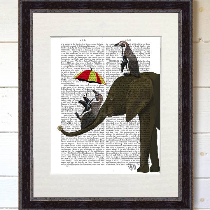 Elephant and Penguins, Book Print / Art Print / Wall Art for wholesale by FabFunky Ltd