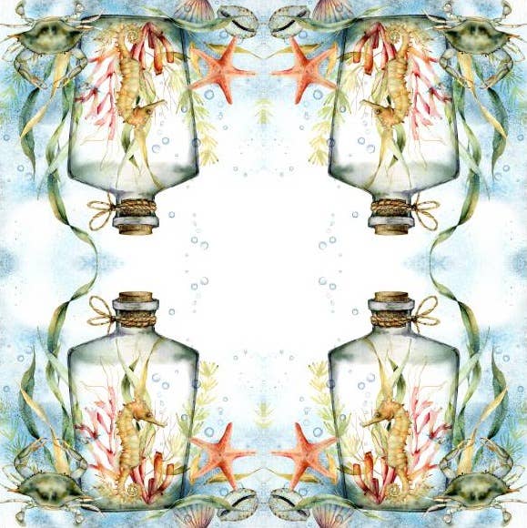 European Excellency - Vente Serviettes jetables - Serviettes de cocktail en forme d'hippocampe en bouteille - Serviettes en papier nautiques1