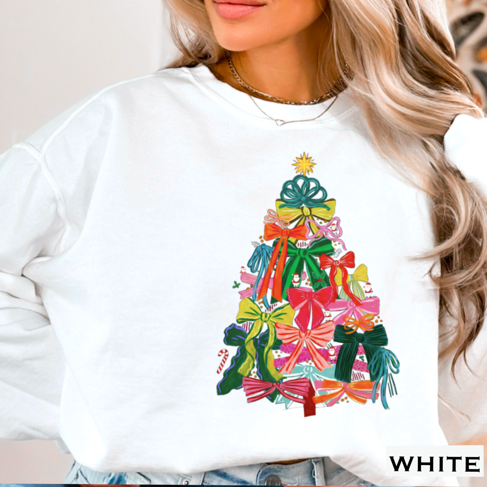 Shoppe SHC - Wholesale Graphic Sweatshirt - Women's - Bow Christmas Tree Christmas Sweatshirt | Gildan 0