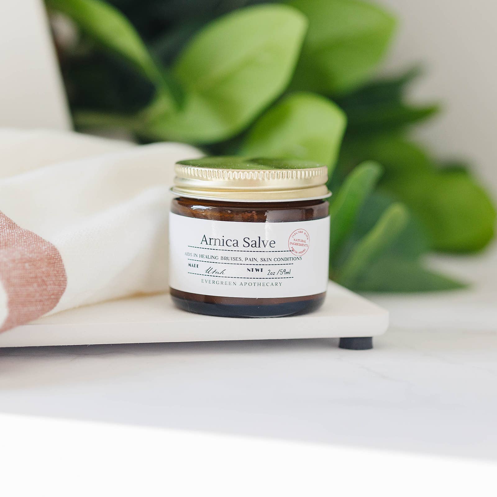 Evergreen Apothecary - Wholesale Healing Salve/Balm/Cream - Arnica Salve, Glass Jar, Herb Infused