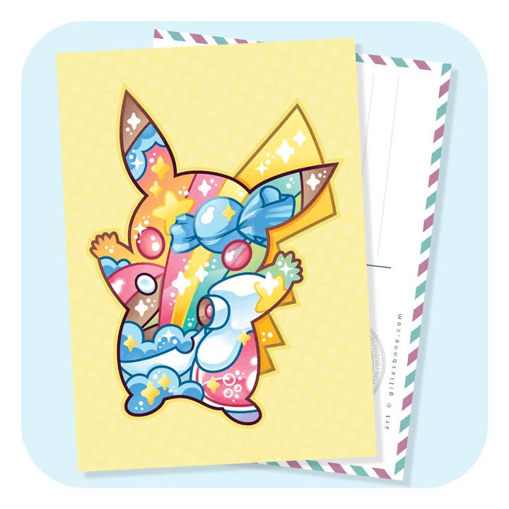 Gilles Bone Illustrations – wholesale Postcard – Magical Silhouettes Pikachu Postcard
