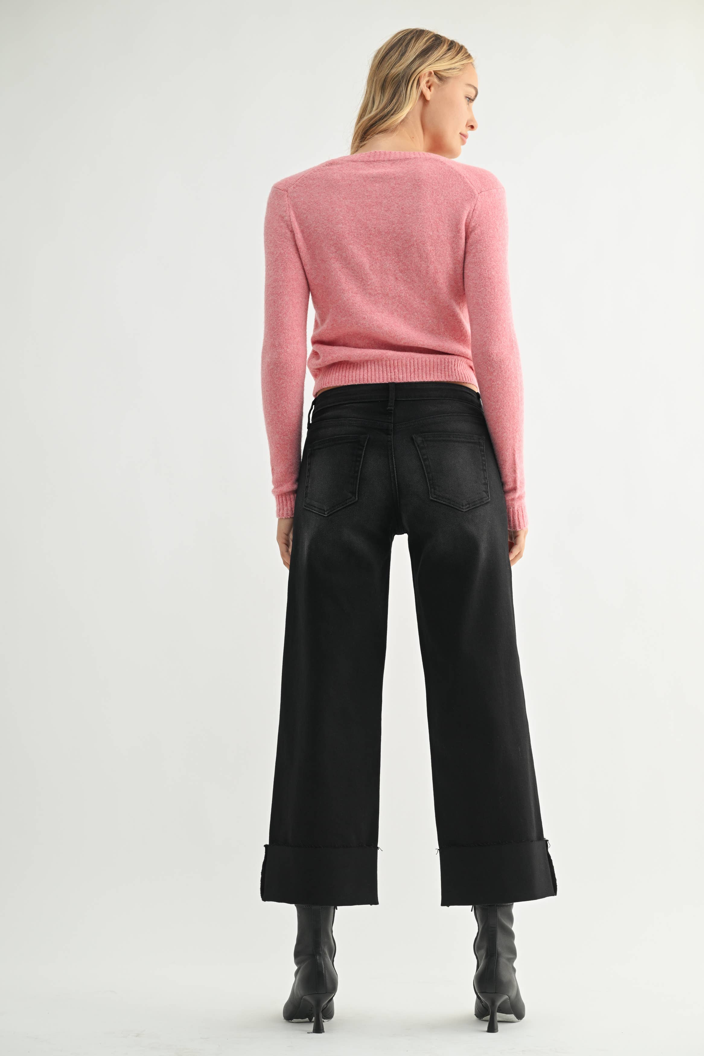 JUST BLACK DENIM - Vente Jean – femme - BP600 - WBLK - Coupe ciseaux à revers large4