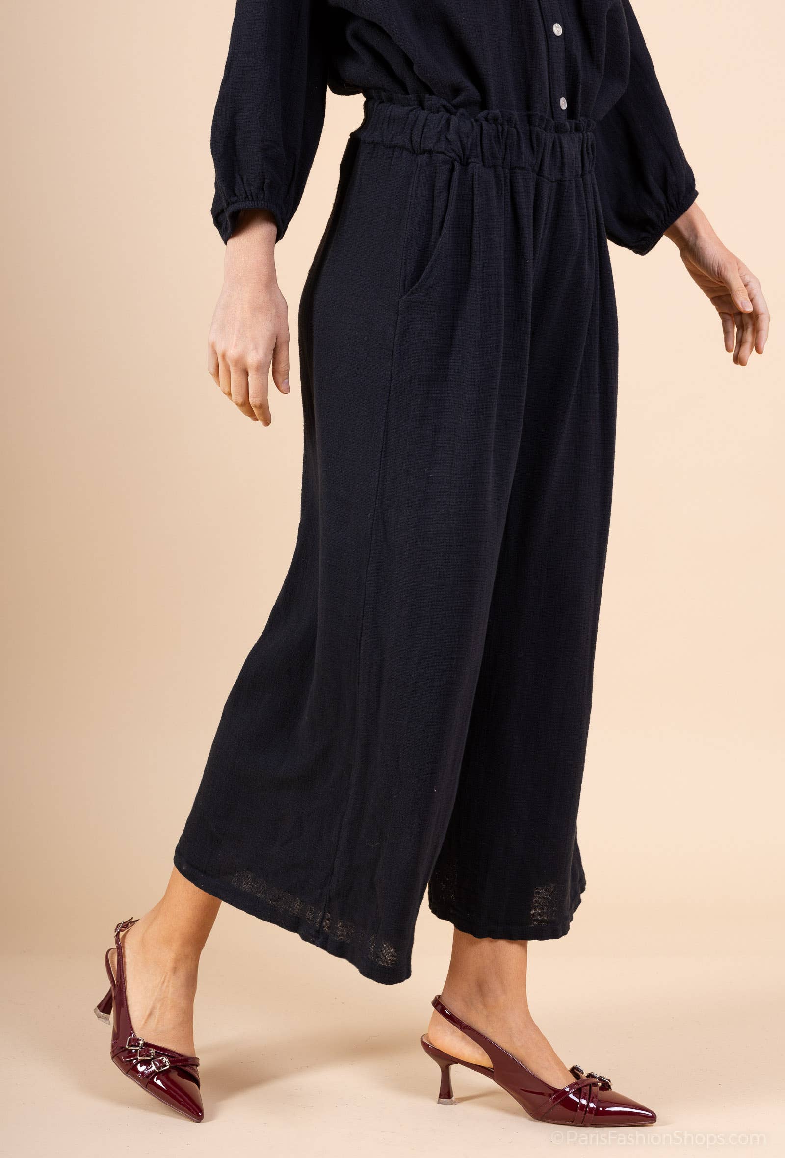 Shyloh - Wholesale Pants - Women's - Mid-length wide pants in cotton linen 2065113