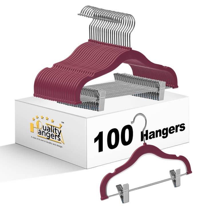 PL066 - Kids Plastic Skirt Hangers with Clips - Raspberry for wholesale by Quality Hangers