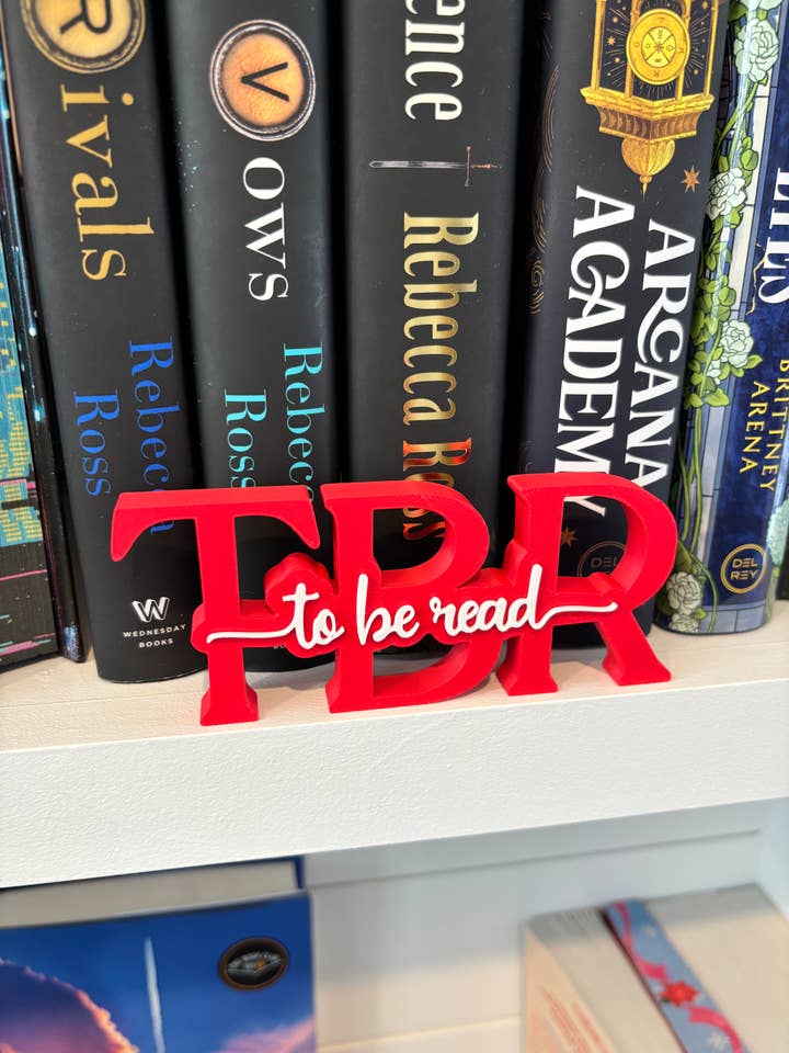 To Be Read (TBR) Standing Shelf Sign for wholesale by Stella Cake Creations