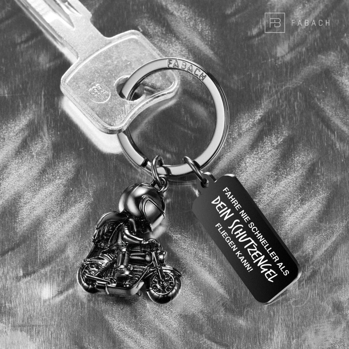 FABACH – Die Schlüsselanhänger-Schmiede - Wholesale Keychain - Unisex - Motorcycle keychain with guardian angel - Angel good luck charm for motorcyclists with engraving4
