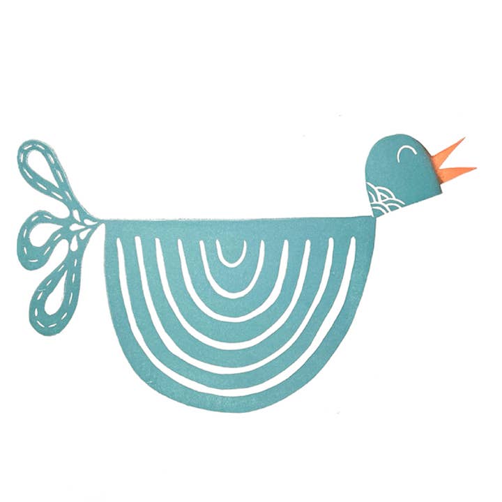 Ever Pollen Print Shop - Wholesale Art Print - MODERN HAPPY BIRD HAND PRINTED BLOCK PRINT 14x11"1