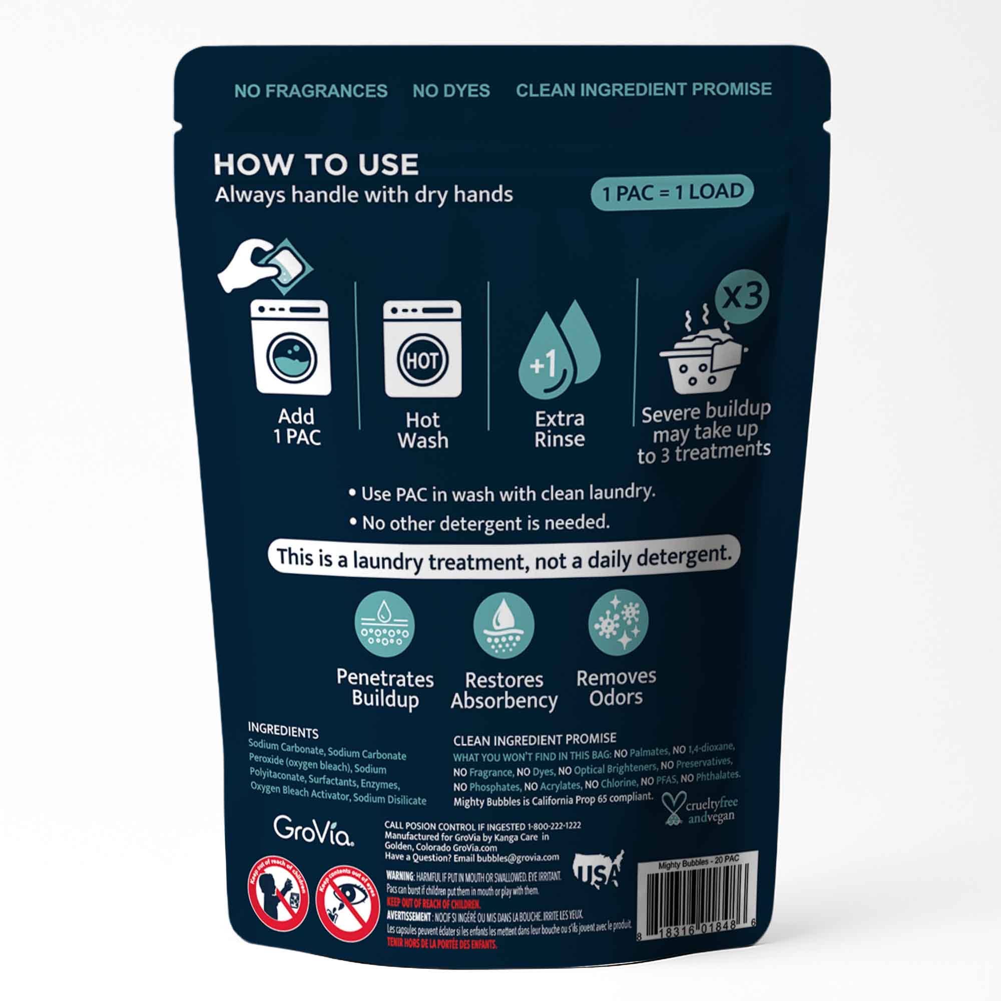 GroVia Modern Diapers - Wholesale Laundry Detergent Powder/Pods - Mighty Bubbles Laundry Treatment 20 count1