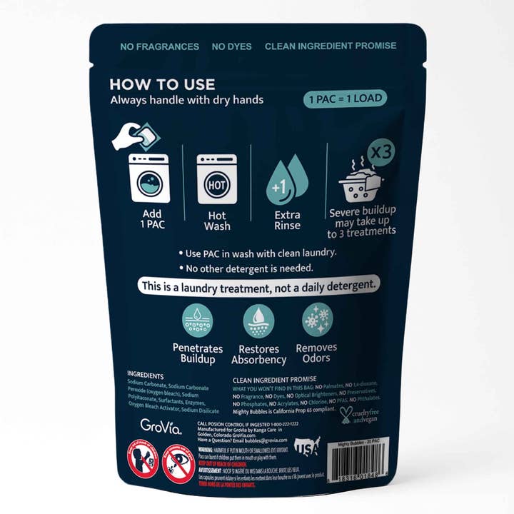 GroVia Modern Diapers - Wholesale Laundry Detergent Powder/Pods - Mighty Bubbles Laundry Treatment 20 count1