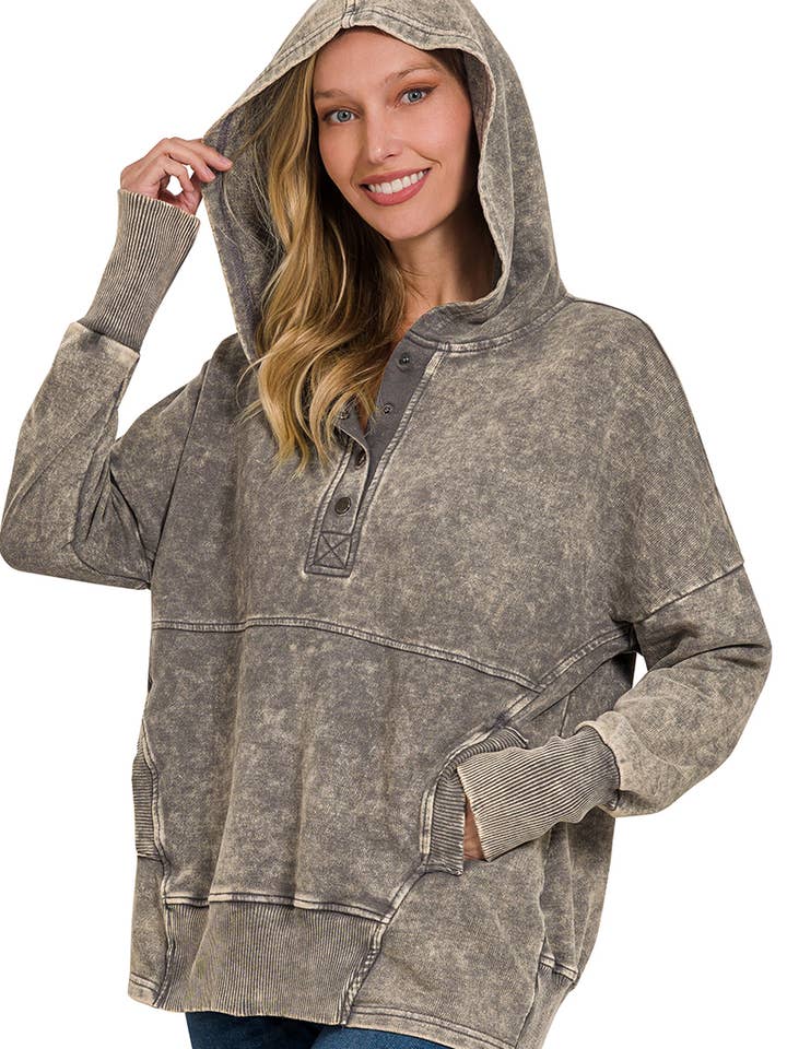 42POPS - Wholesale Hoodie - Women's - ..._ French Terry Acid Wash Kangaroo Pocket Hoodie1