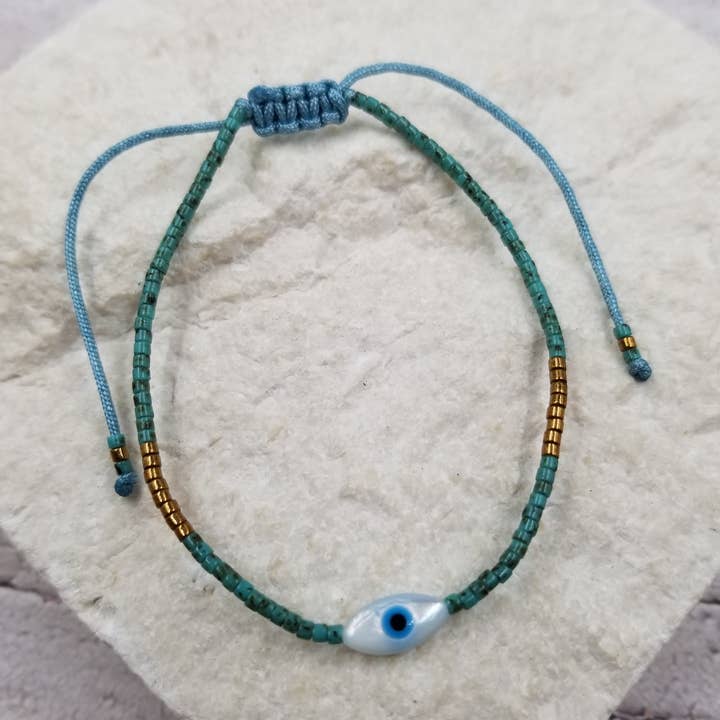 Pulsera Apilable de Ojo Turco con Cuentas Miyuki para venta al por mayor de Treasure Wholesale