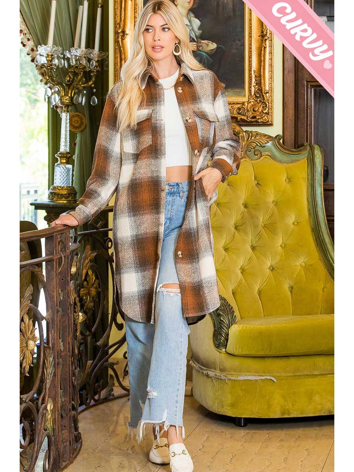 Sweet Lovely by Jen - Wholesale Shirt Jacket/Shacket - Women's - PLUS SIZE SHACKET /PLAID COAT32