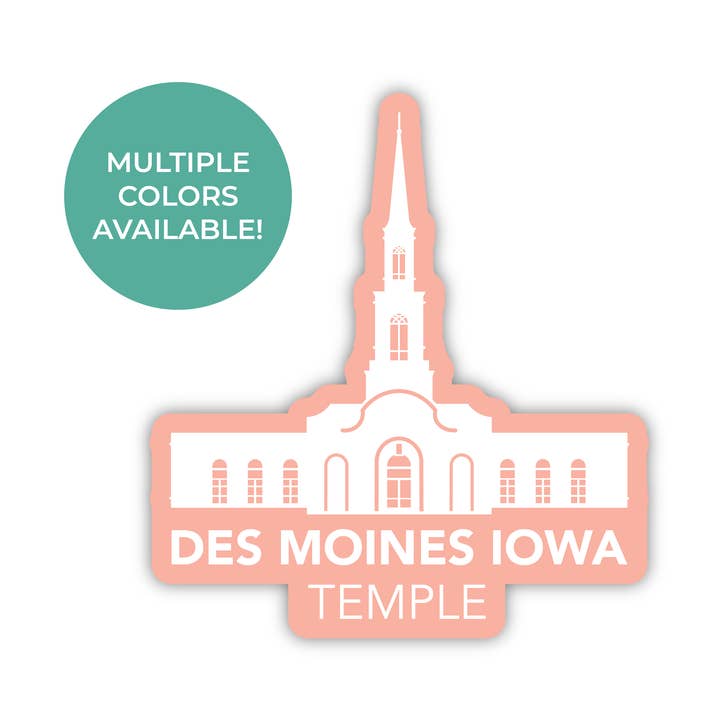 Adesivo del Tempio di Des Moines Iowa per la vendita all'ingrosso da parte di JasmineTreeDesign