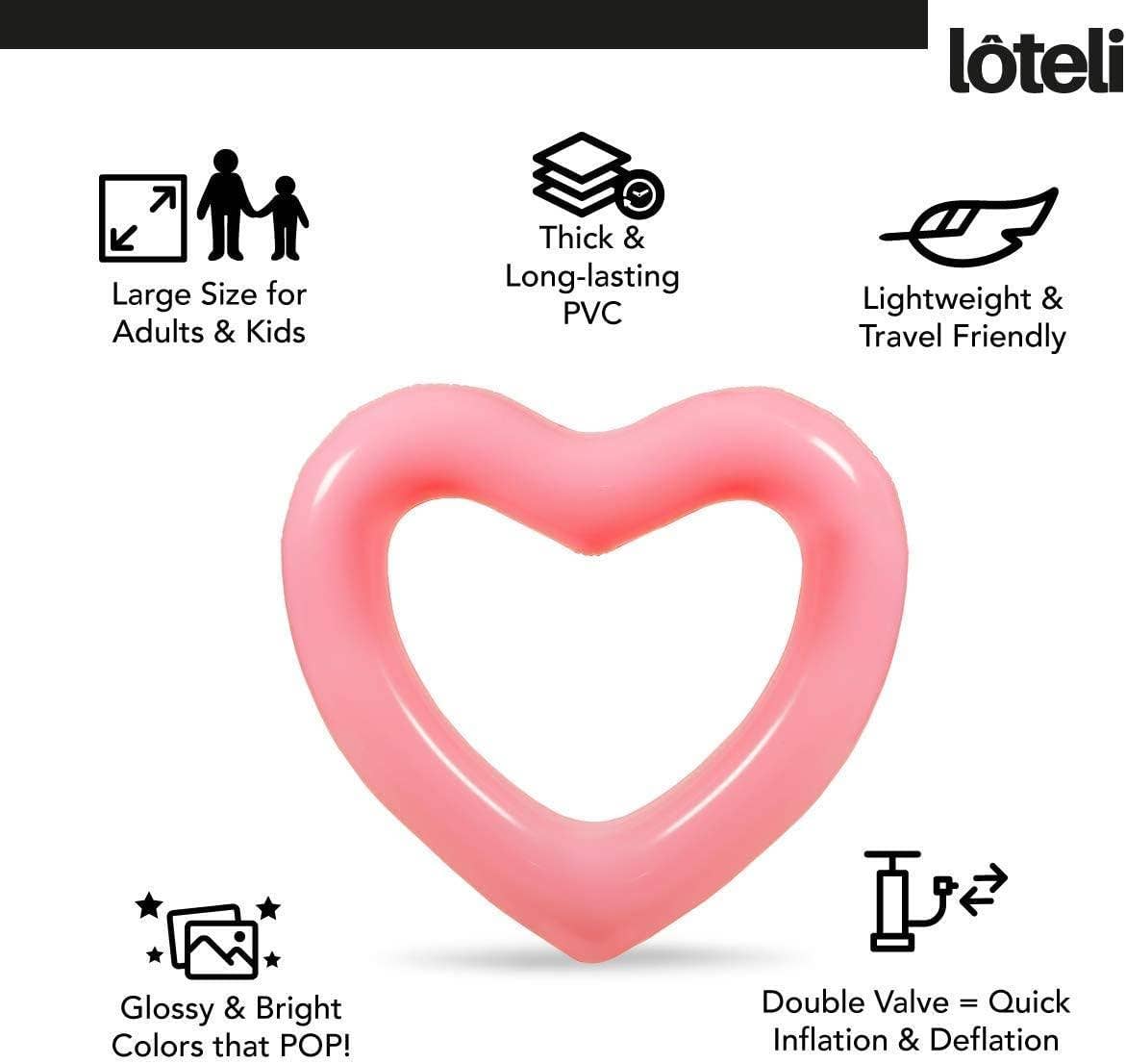 Garden Guru Lawn & Garden Tools - Wholesale Inflatables - LOTELI Heart Shaped Pool Float Light Pink2