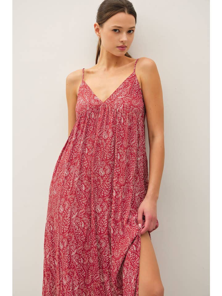 Be Cool - Wholesale Dress - Women's - PAISLEY PRINT MAXI DRESS WITH ADJUSTABLE STRAPS 4