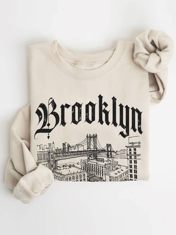 BROOKLYN NEW YORK GRAPHIC BRUSHED SWEATSHIRTS for wholesale by Rustee Clothing