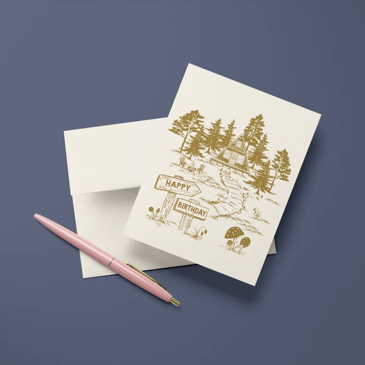 Antiquaria - Wholesale Birthday Card - A-Frame Cabin Birthday A2 Greeting Card