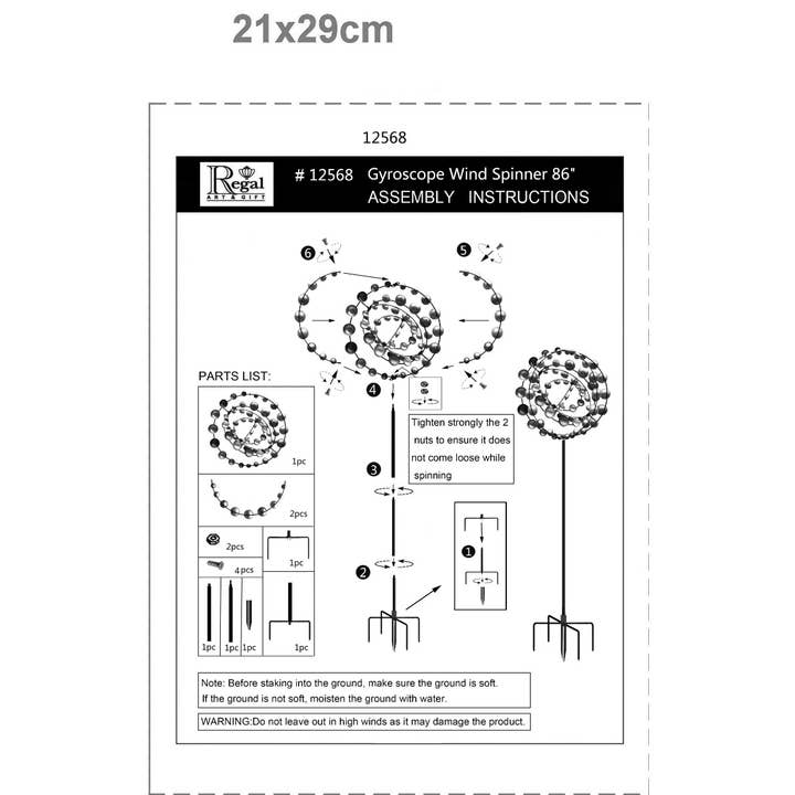Regal Art & Gift - Wholesale Wind Spinner - Gyroscope Wind Spinner 86"6
