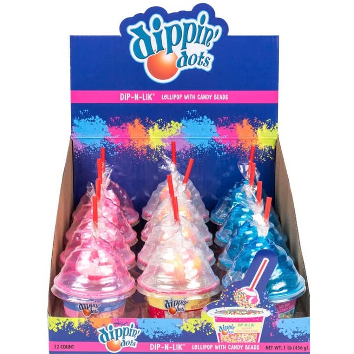 O'Shea's Candies Sweet Shop - Wholesale Lollipop - Novelty NEW 🎉 Dipping Dots Lollipops 🍭 w/ Dip- 12CT Tray