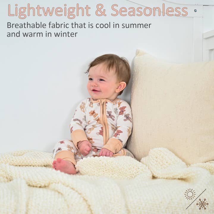 LollyBanks - Wholesale Sleepsuit - Baby - Bear Hugs Baby Bamboo Pajamas, 2-Way Zipper Romper